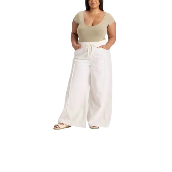 Universal Thread Women's Wide-Leg Pants in White With Drawstring Size XL - Picture 2 of 7